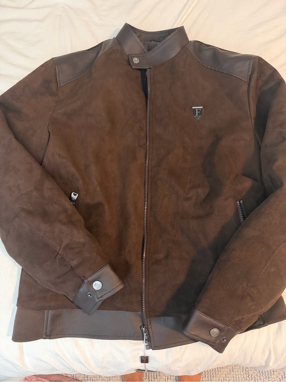 Men's Brown Suede Bomber Jacket